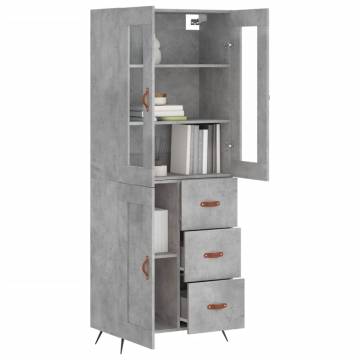 Highboard Concrete Grey 69.5x34x180 cm Engineered Wood