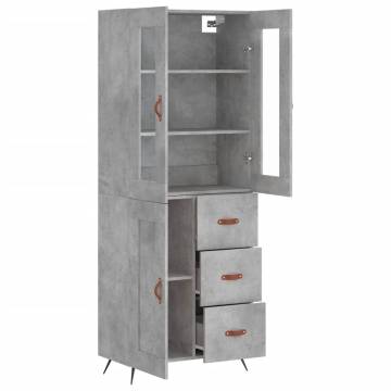 Highboard Concrete Grey 69.5x34x180 cm Engineered Wood