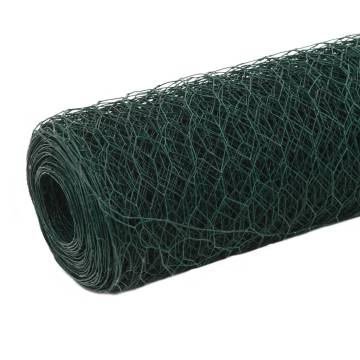 Chicken Wire Fence Steel with PVC Coating 25x1.2 m Green