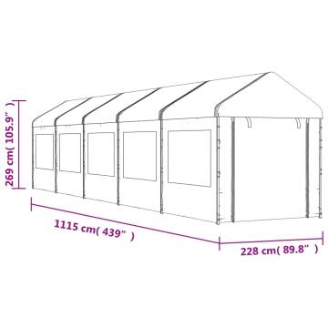 Gazebo with Roof White 11.15x2.28x2.69 m Polyethylene