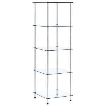 5-Tier Shelf Transparent 40x40x130 cm Tempered Glass