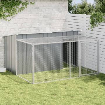 Dog House with Run Anthracite - Durable Steel 197x194x110 cm