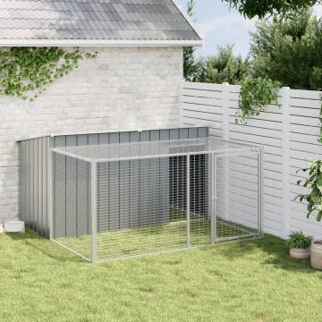 Dog House with Run Anthracite - Durable Steel 197x194x110 cm