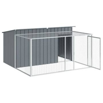 Dog House with Run Anthracite - Durable Steel 197x194x110 cm