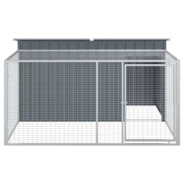 Dog House with Run Anthracite - Durable Steel 197x194x110 cm