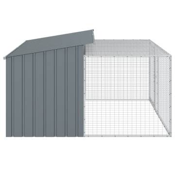 Dog House with Run Anthracite - Durable Steel 197x194x110 cm