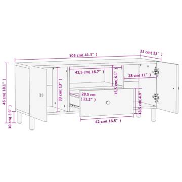 TV Cabinet Black 105x33x46 cm Solid Wood Mango