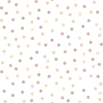 Noordwand Wallpaper Mondo baby Confetti Dots Pink, White and Brown