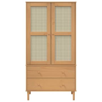 Wardrobe SENJA Rattan Look Brown 90x55x175 cm Solid Wood Pine