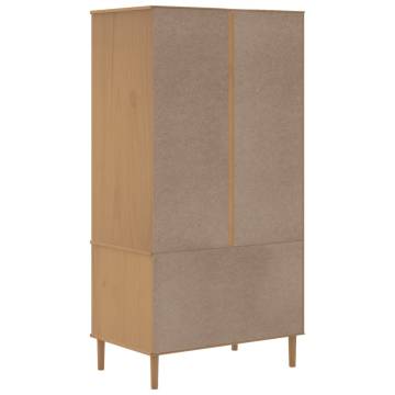 Wardrobe SENJA Rattan Look Brown 90x55x175 cm Solid Wood Pine