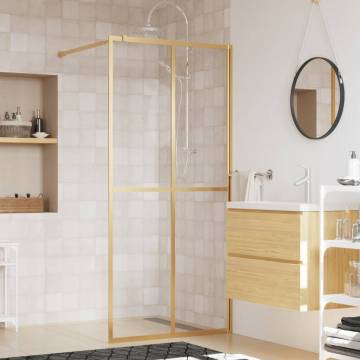 Walk-in Shower Wall with Clear ESG Glass Gold 80x195 cm