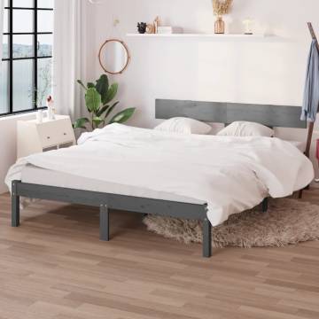 Bed Frame Grey Solid Wood 120x190 cm Small Double