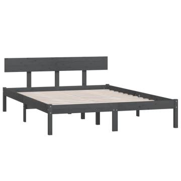 Bed Frame Grey Solid Wood 120x190 cm Small Double