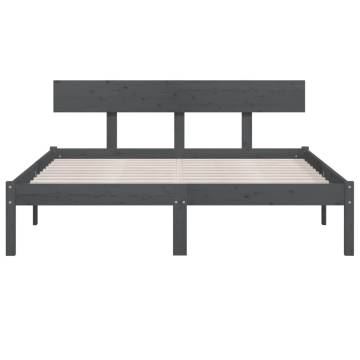 Bed Frame Grey Solid Wood 120x190 cm Small Double