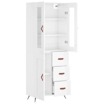 Highboard High Gloss White 69.5x34x180 cm Engineered Wood