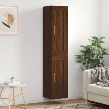 Highboard Brown Oak 34.5x34x180 cm Engineered Wood