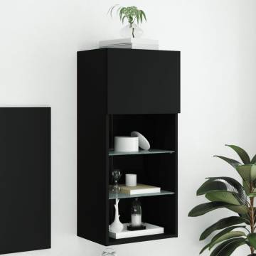 TV Cabinet with LED Lights Black 40.5x30x90 cm