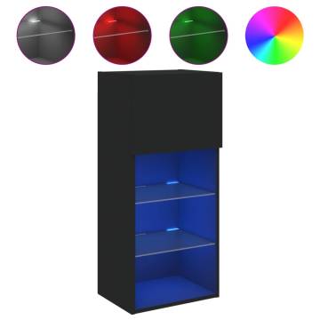 TV Cabinet with LED Lights Black 40.5x30x90 cm