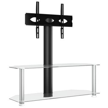 Corner TV Stand 2-Tiers for 32-70 Inch Black and Silver