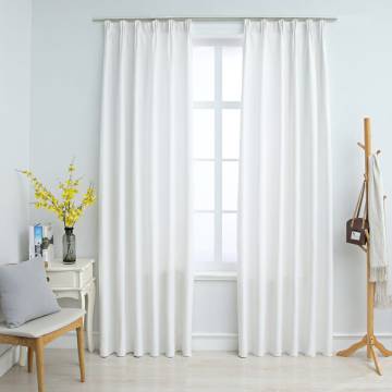 Blackout Curtains with Hooks 2 pcs Off White 140x225 cm