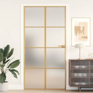 Interior Door Slim Golden 102.5x201.5 cm Tempered Glass and Aluminium