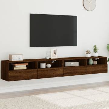 TV Wall Cabinets 2 pcs Brown Oak 100x30x30 cm Engineered Wood