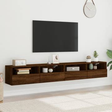 TV Wall Cabinets 2 pcs Brown Oak 100x30x30 cm Engineered Wood