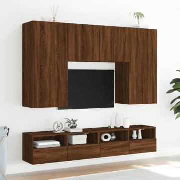 TV Wall Cabinets 2 pcs Brown Oak 100x30x30 cm Engineered Wood