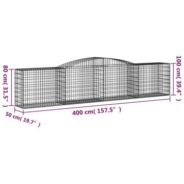 Arched Gabion Baskets 10 pcs 400x50x80/100 cm Galvanised Iron