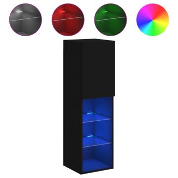 TV Cabinets with LED Lights 2 pcs Black 30.5x30x102 cm