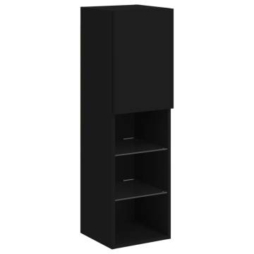 TV Cabinets with LED Lights 2 pcs Black 30.5x30x102 cm