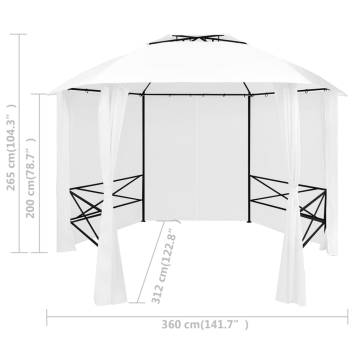 Garden Marquee with Curtains 360x312x265 cm White 180 g/m²