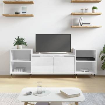 TV Cabinet High Gloss White 160x35x55 cm Engineered Wood