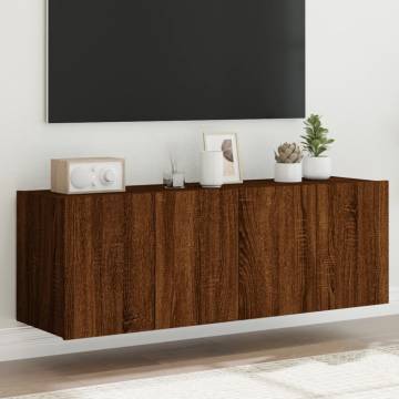 TV Wall Cabinets with LED Lights 2 pcs Brown Oak 60x35x41 cm