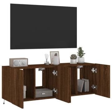 TV Wall Cabinets with LED Lights 2 pcs Brown Oak 60x35x41 cm