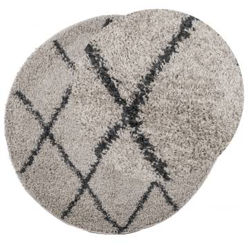 Shaggy Rug High Pile Modern Beige and Anthracite Ø 80 cm