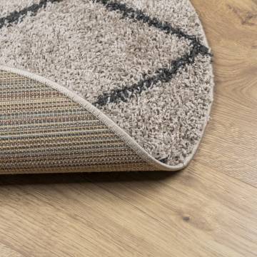 Shaggy Rug High Pile Modern Beige and Anthracite Ø 80 cm