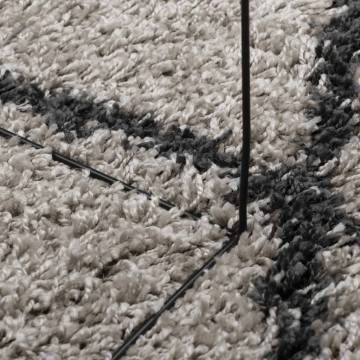 Shaggy Rug High Pile Modern Beige and Anthracite Ø 80 cm