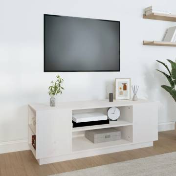 TV Cabinet White 110x35x40.5 cm Solid Wood Pine