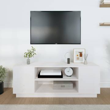 TV Cabinet White 110x35x40.5 cm Solid Wood Pine