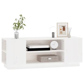 TV Cabinet White 110x35x40.5 cm Solid Wood Pine