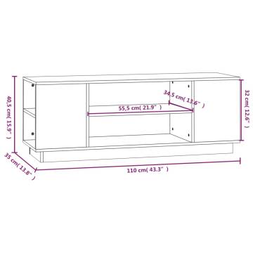 TV Cabinet White 110x35x40.5 cm Solid Wood Pine