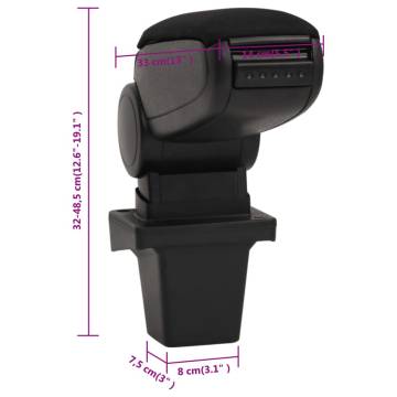 Car Armrest Black 14x33x(32-48.5) cm ABS