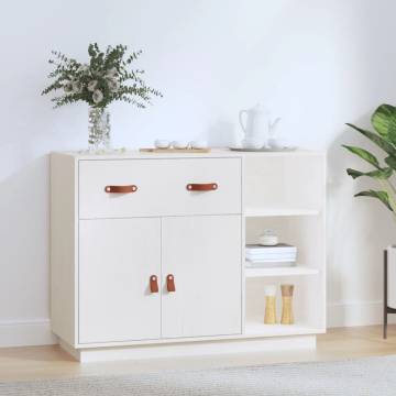 Sideboard White 98.5x40x75 cm Solid Wood Pine