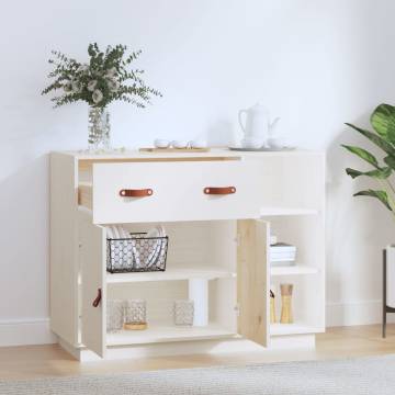 Sideboard White 98.5x40x75 cm Solid Wood Pine