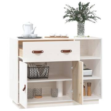 Sideboard White 98.5x40x75 cm Solid Wood Pine