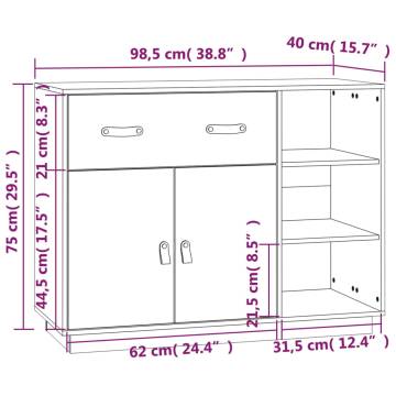 Sideboard White 98.5x40x75 cm Solid Wood Pine