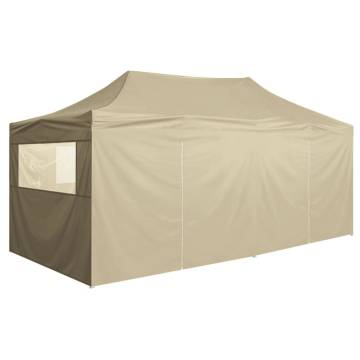 Professional Folding Party Tent with 4 Sidewalls 3x6 m Steel Cream