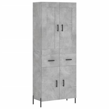 Highboard Concrete Grey 69.5x34x180 cm Engineered Wood