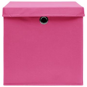 Storage Boxes with Lids 4 pcs Pink 32x32x32 cm Fabric